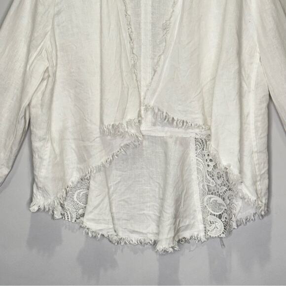 🍁INC International Concept Linen Boho Openfront Lace Lightweight Cardigan Top Lg - Picture 4 of 13